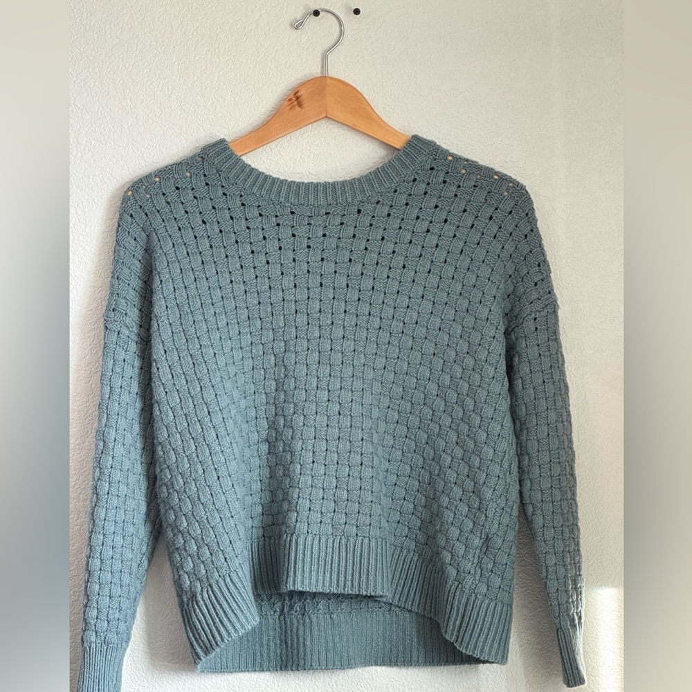 Madewell Basketweave Stitch Sweater in XXS in Steely ocean color